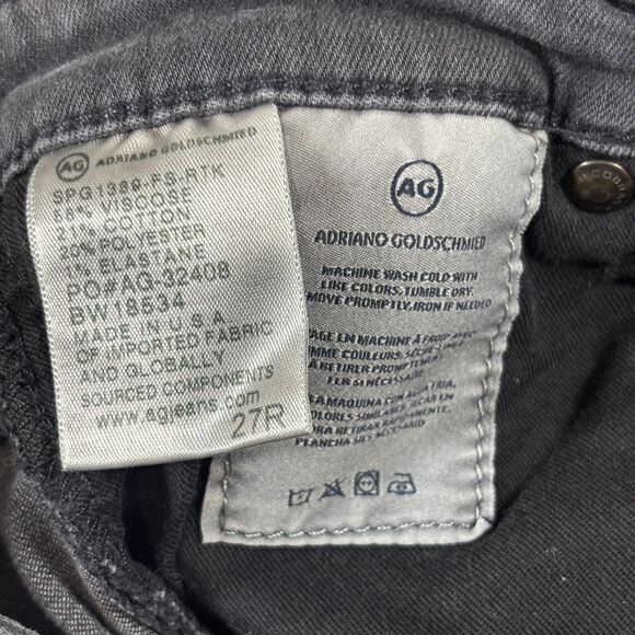 AG Adriano Goldschmied Jeans Womens 27 Black Legging Ankle Super Skinny Raw Hem - Picture 12 of 12